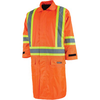 Imperm&eacute;able long avec capuchon amovible, Nylon/PVC, Petit, Orange haute visibilit&eacute; Absolute Business Supply