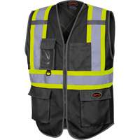 6959BK Veste de s&eacute;curit&eacute; haute visibilit&eacute; en tricot chaîne avec fermeture &agrave; glissi&egrave;re, Noir, T-petit, Polyester Absolute Business Supply