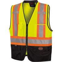 6895 Veste de s&eacute;curit&eacute; haute visibilit&eacute; bicolore avec fermeture &agrave; glissi&egrave;re sur tout le devant, Noir/Jaune lime haute visibilit&eacute;, 2T-Grand/3T-Grand, Polyester Absolute Business Supply