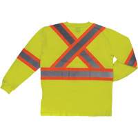 Long Sleeve Safety T-Shirt, Cotton, X-Small, High Visibility Lime-Yellow Absolute Business Supply