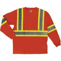 Long Sleeve Safety T-Shirt, Cotton, X-Small, High Visibility Orange Absolute Business Supply