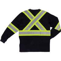 Long Sleeve Safety T-Shirt, Cotton, X-Small, Black Absolute Business Supply