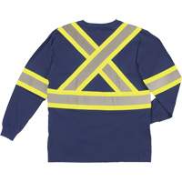 Long Sleeve Safety T-Shirt, Cotton, X-Small, Navy Blue Absolute Business Supply