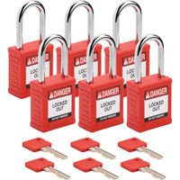 Cadenas de verrouillage Velocity, Rouge, Cl&eacute;s identiques, Nylon, Largeur de 1-1/2" Absolute Business Supply