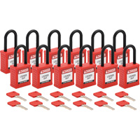 Cadenas de verrouillage Velocity, Rouge, Cl&eacute;s diff&eacute;rentes, Nylon, Largeur de 1-1/2" Absolute Business Supply