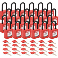 Cadenas de verrouillage Velocity, Rouge, Cl&eacute;s diff&eacute;rentes, Nylon, Largeur de 1-1/2" Absolute Business Supply