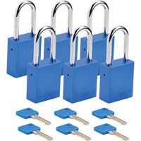Lockout Padlock, Safety Padlock, Keyed Different, Aluminum, 1-1/2" Width Absolute Business Supply