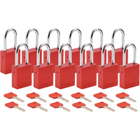 Lockout Padlock, Safety Padlock, Keyed Different, Aluminum, 1-1/2" Width Absolute Business Supply