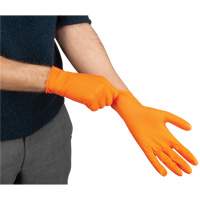 Heavyweight Tactile Grip Examination Gloves, Large, Nitrile, 8-mil, Powder-Free, Orange, Class 2 Absolute Business Supply