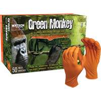 Green Monkey Disposable Gloves, Small, Nitrile, 6-mil, Powder-Free, Orange Absolute Business Supply