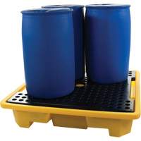 Palette de d&eacute;versements pour quatre barils, Capacit&eacute; de d&eacute;versement 66 gal. US, 57,5" x 57,5" x 12" Absolute Business Supply