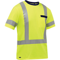 Bisley&reg; X-Back Short Sleeve Shirt, Poly-Cotton, Small, High Visibility Lime-Yellow Absolute Business Supply