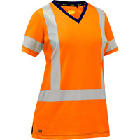 Bisley&reg; Women's X-Back Short Sleeve Shirt, Poly-Cotton, Small, High Visibility Orange Absolute Business Supply