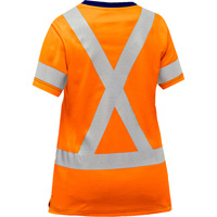 Bisley&reg; Women's X-Back Short Sleeve Shirt, Poly-Cotton, Small, High Visibility Orange Absolute Business Supply