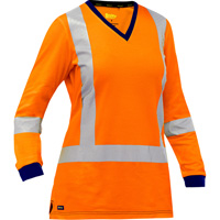Bisley&reg; Women's X-Back Long Sleeve Shirt, Poly-Cotton, Small, High Visibility Orange Absolute Business Supply
