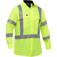 Bisley&reg; X-Back Long Sleeve Work Shirt with X-Airflow, Poly-Cotton, Small, High Visibility Lime-Yellow Absolute Business Supply