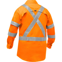 Bisley&reg; X-Back Long Sleeve Work Shirt with X-Airflow, Poly-Cotton, Small, High Visibility Orange Absolute Business Supply