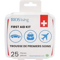 Trousse de premiers soins pour la maison et le voyage de 25 morceaux, Boîte en plastique Absolute Business Supply