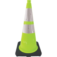 Premium Traffic Cone, 28", Lime Green, 4" & 6" Reflective Collar(s) Absolute Business Supply