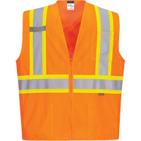 Veste de s&eacute;curit&eacute; &agrave; bandes contrastantes, Orange haute visibilit&eacute;, Petit, Polyester Absolute Business Supply