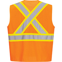 Veste de s&eacute;curit&eacute; &agrave; bandes contrastantes, Orange haute visibilit&eacute;, Petit, Polyester Absolute Business Supply