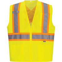 Veste de s&eacute;curit&eacute; &agrave; bandes contrastantes, Jaune lime haute visibilit&eacute;, Petit, Polyester Absolute Business Supply
