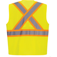 Veste de s&eacute;curit&eacute; &agrave; bandes contrastantes, Jaune lime haute visibilit&eacute;, Petit, Polyester Absolute Business Supply