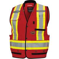 6678 Veste d'arpenteur antimicrobienne haute visibilit&eacute; avec dos en maille, Rouge, Petit, Polyester Absolute Business Supply
