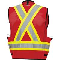 6678 Veste d'arpenteur antimicrobienne haute visibilit&eacute; avec dos en maille, Rouge, Petit, Polyester Absolute Business Supply