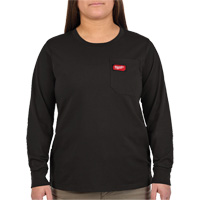 GRIDIRON Long Sleeve Pocket T-Shirt, Women's, X-Small, Black Absolute Business Supply