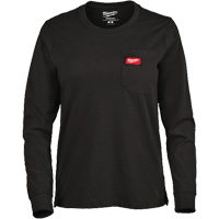 GRIDIRON Long Sleeve Pocket T-Shirt, Women's, X-Small, Black Absolute Business Supply