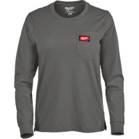 GRIDIRON Long Sleeve Pocket T-Shirt, Women's, X-Small, Grey Absolute Business Supply