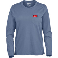 GRIDIRON Long Sleeve Pocket T-Shirt, Women's, X-Small, Blue Absolute Business Supply