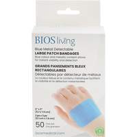 Blue Large Patch Bandages, Rectangular/Square, 3", Fabric Metal Detectable, Sterile Absolute Business Supply
