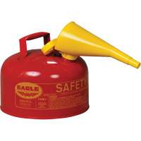 Bidon de s&eacute;curit&eacute; pour les produits inflammables avec entonnoir, Type I, Acier galvanis&eacute;, 2,5 gal. US, Rouge, Homologu&eacute; FM/List&eacute; UL/ULC Absolute Business Supply