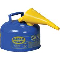 Bidon de s&eacute;curit&eacute; pour le k&eacute;ros&egrave;ne avec entonnoir, Type I, Acier galvanis&eacute;, 2,5 gal. US, Bleu, Homologu&eacute; FM/List&eacute; UL/ULC Absolute Business Supply