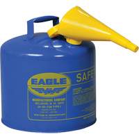 Bidon de s&eacute;curit&eacute; pour le k&eacute;ros&egrave;ne avec entonnoir, Type I, Acier galvanis&eacute;, 5 gal. US, Bleu, Homologu&eacute; FM/List&eacute; UL/ULC Absolute Business Supply