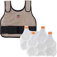 Chill-Its 6230 Standard Phase Change Cooling Vest with Rechargeable Packs, Small/Medium, Khaki Absolute Business Supply