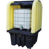 Yellow Roll Top Hardcover Spill Pallet, 65" L x 65" W x 101" H, 5000 lbs. Load Capacity Absolute Business Supply