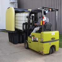 Yellow Roll Top Hardcover Spill Pallet, 65" L x 65" W x 101" H, 5000 lbs. Load Capacity Absolute Business Supply