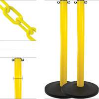 Ensemble de montants industriels avec chaîne en plastique, Hauteur de 37", Jaune Absolute Business Supply