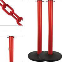 Ensemble de montants industriels avec chaîne en plastique, Hauteur de 37", Rouge Absolute Business Supply
