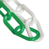 Chaîne de barri&egrave;re en plastique &agrave; deux couleurs, Vert/Blanc, Maillon de 2", 500' de long Absolute Business Supply