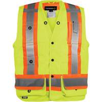 Veste haute visibilit&eacute; pour arpenteur, Orange haute visibilit&eacute;, Petit, Polyester Absolute Business Supply