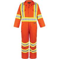 High-Visibility Unlined Coveralls, Small, High Visibility Orange Absolute Business Supply