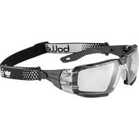 RUSH+ 2.0 XP M/L Safety Glasses with Black & Grey Frame, Clear Lens, Anti-Fog/Anti-Scratch, ANSI Z87+ Absolute Business Supply