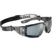 RUSH+ 2.0 XP M/L Safety Glasses with Black & Grey Frame, Smoke Lens, Anti-Fog/Anti-Scratch, ANSI Z87+ Absolute Business Supply