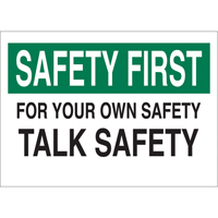 Enseigne  Talk Safety , 10" x 14", Aluminium, Anglais Absolute Business Supply