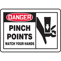 "Pinch Points" Sign, 7" x 10", Plastic, English with Pictogram Absolute Business Supply