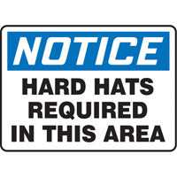 "Hard Hats Required" Sign, 7" x 10", Vinyl, English Absolute Business Supply